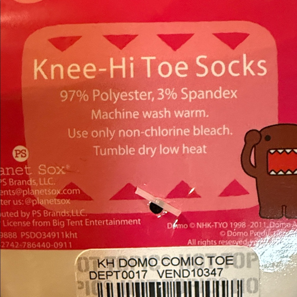 Vintage Domo Pink and Black Toe Socks - Picture 4 of 4